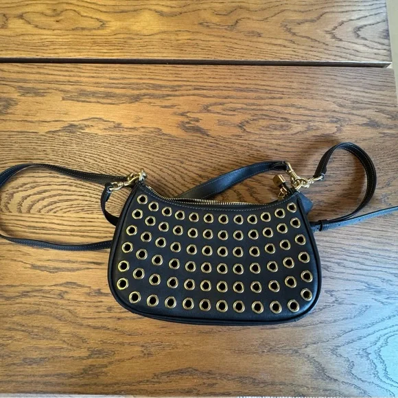 Coach Teri Shoulder Bag CY646 Black Leather Gold Hardware Crossbody  Purse - Picture 3 of 15